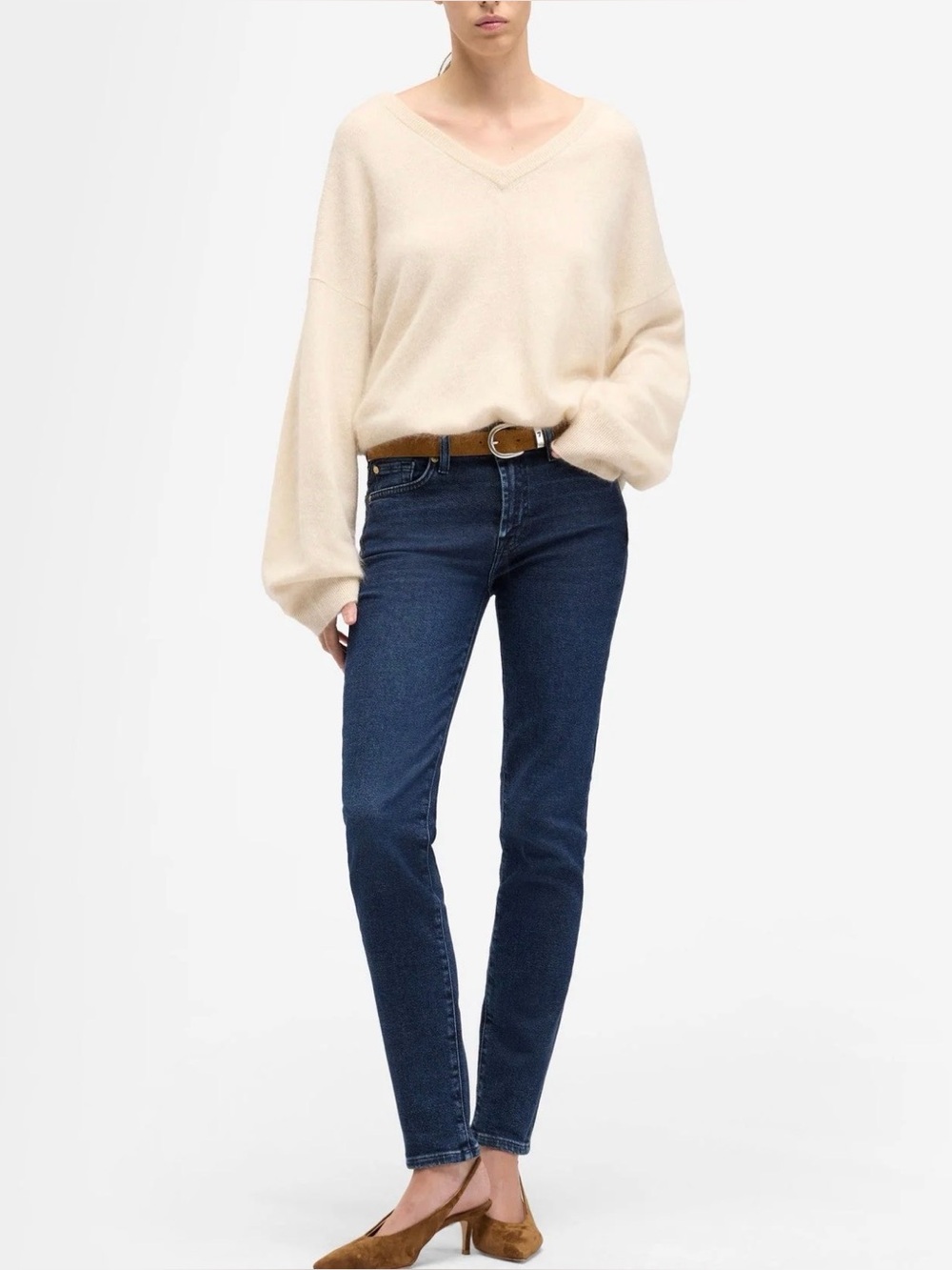 7 For All Mankind Roxanne Straight Leg Jeans in Dark Blue
